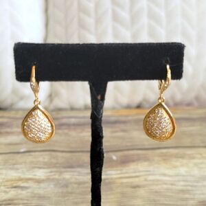 Goldtone Teardrop Earrings with Rhinestones